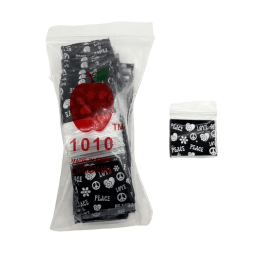 1010 Peace Love Apple Bags 100 Pack 25x25mm - Oz Sweet Puff