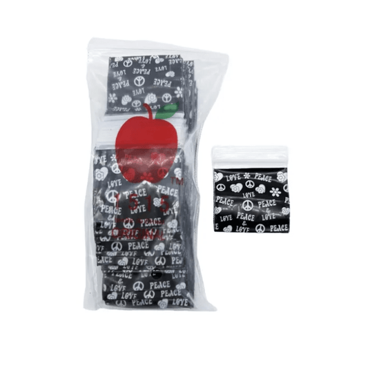 1515 Peace Love Apple Bags 100 Pack 38x38mm - Oz Sweet Puff