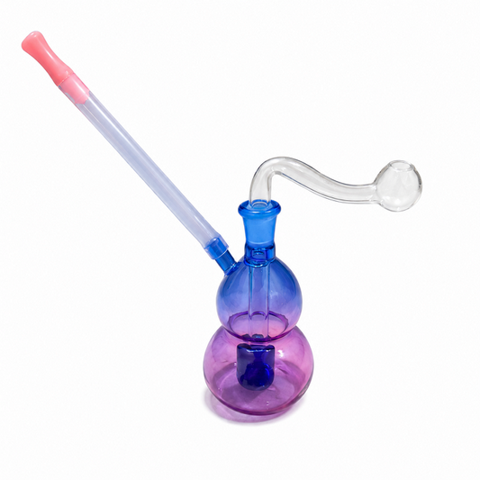Blue & Purple Glass Water Pipe 9.5cm