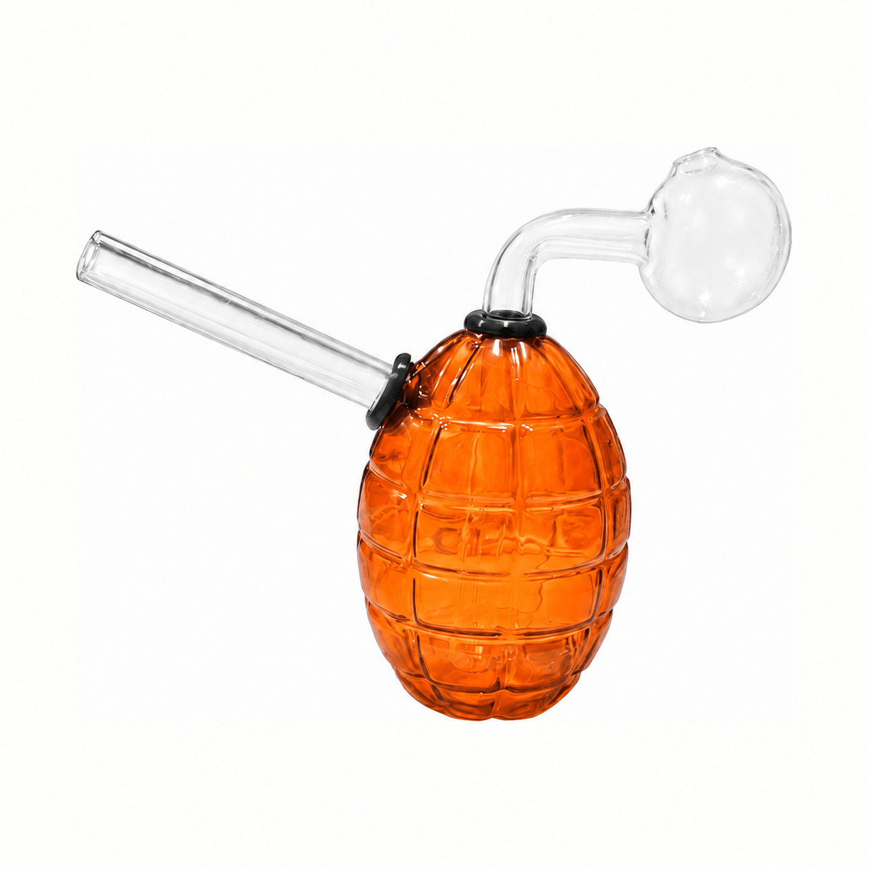 Full Colour Grenade Glass Bubbler Water Pipe 10cm Orange