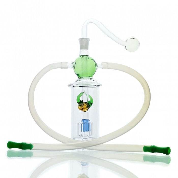 Glass Percolator Water Pipe For Two 13cm Green