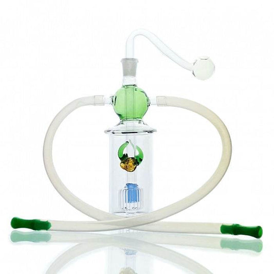 Glass Percolator Water Pipe For Two 13cm Green