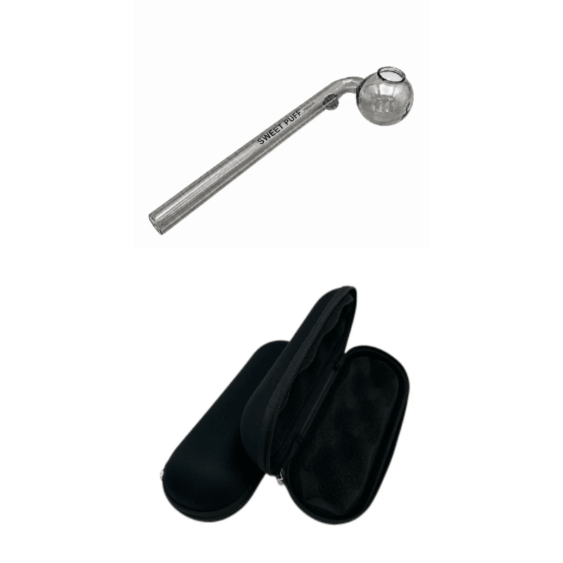 Matching Colour Sweet Puff Glass Pipe & Large Case Bundle - Oz Sweet Puff