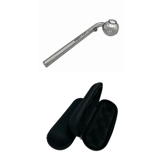 Matching Colour Sweet Puff Glass Pipe & Large Case Bundle - Oz Sweet Puff