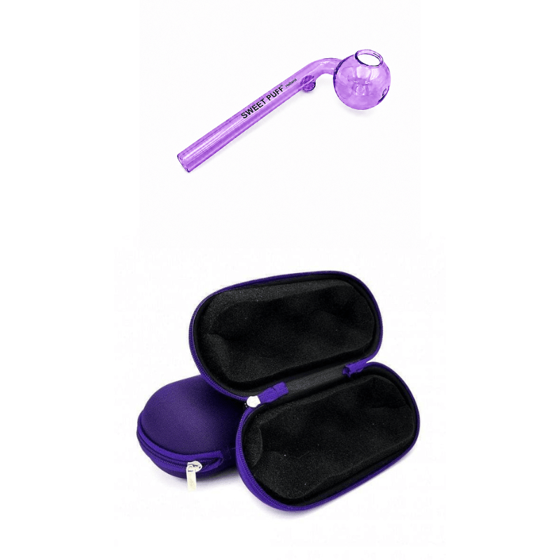 Matching Colour Sweet Puff Glass Pipe & Medium Case Bundle - Oz Sweet Puff