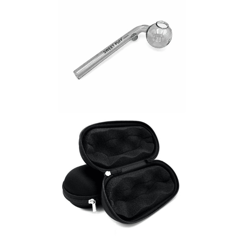Matching Colour Sweet Puff Glass Pipe & Medium Case Bundle - Oz Sweet Puff