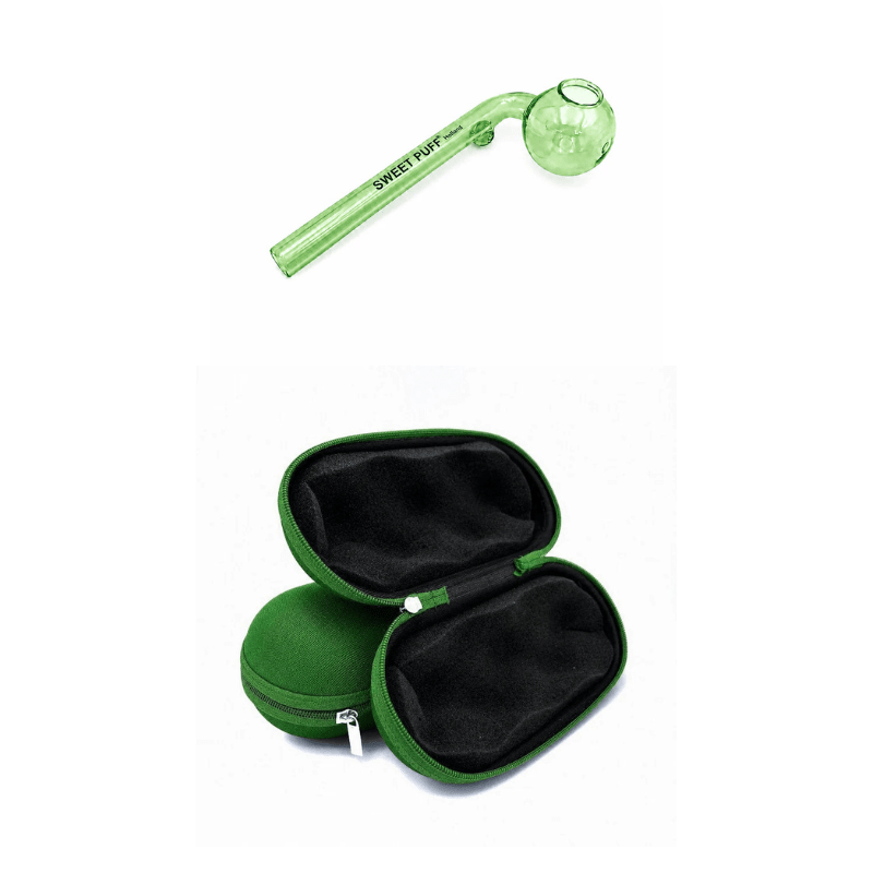 Matching Colour Sweet Puff Glass Pipe & Medium Case Bundle - Oz Sweet Puff