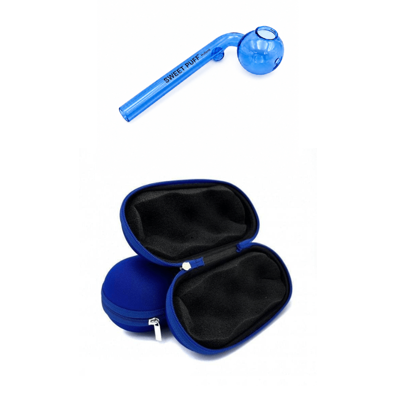 Matching Colour Sweet Puff Glass Pipe & Medium Case Bundle - Oz Sweet Puff