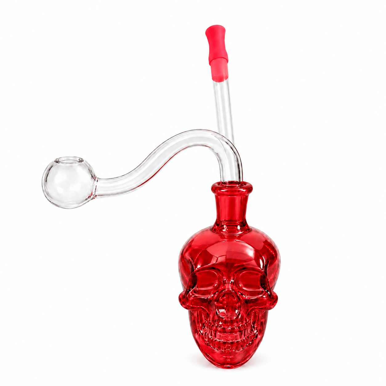 Mini Coloured Skull Glass Water Pipe 8cm Red