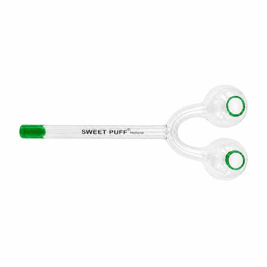 Twin Bowl Sweet Puff Glass Pipe 15cm - Oz Sweet Puff